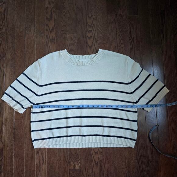 H&M Breton Stripe Short Sleeve Cropped Boxy Sweater - XL - Picture 4 of 9